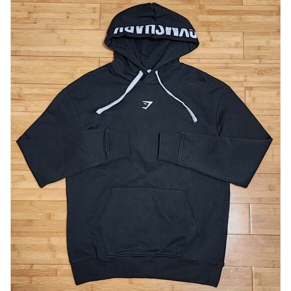 Gymshark Hoodie Womens Small Black Fraction Center Logo Lounge Gym Essentials - Picture 1 of 10